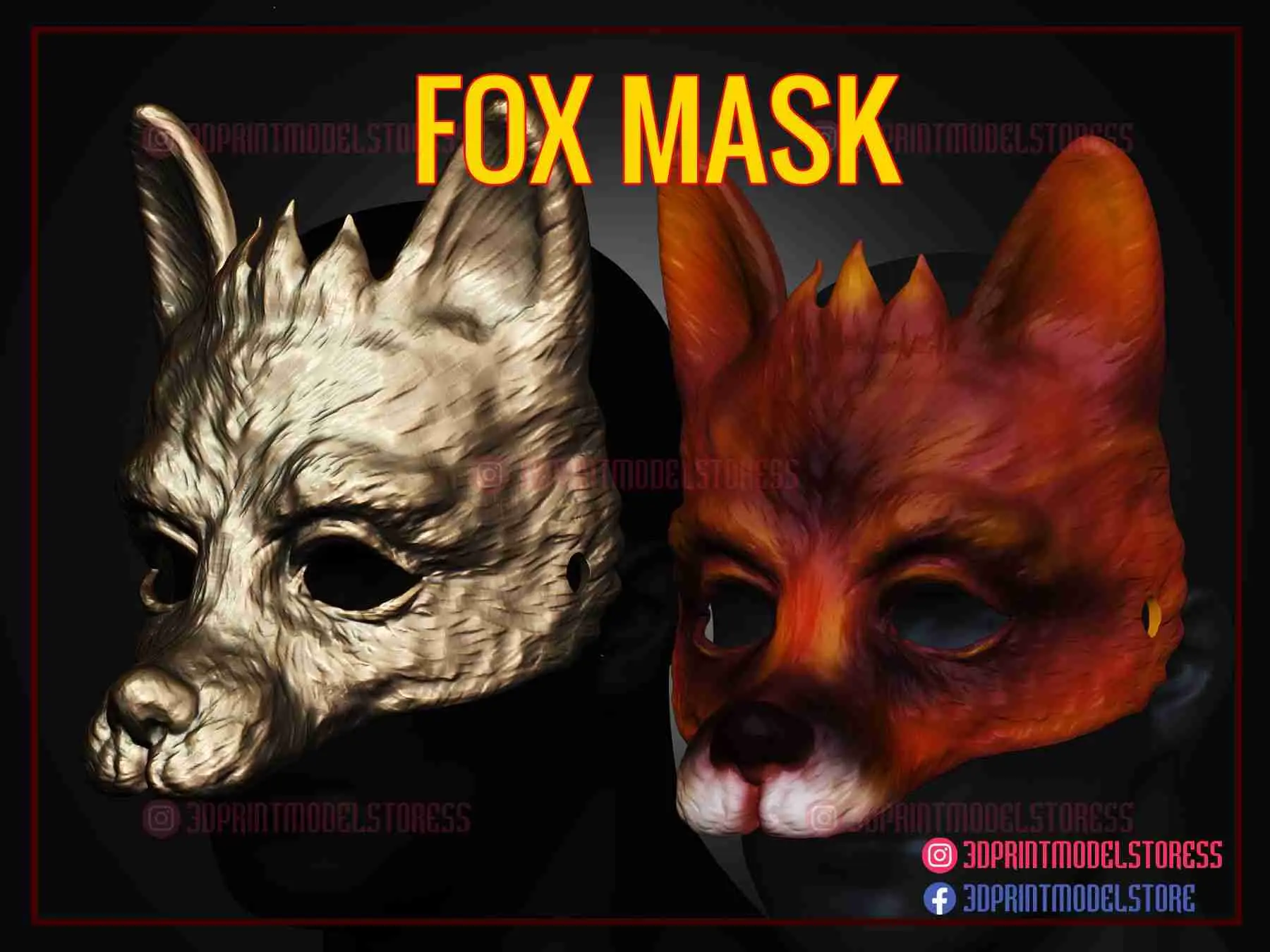 Japon Kitsune Tilki Maskesi - Oni Samuray Cosplay