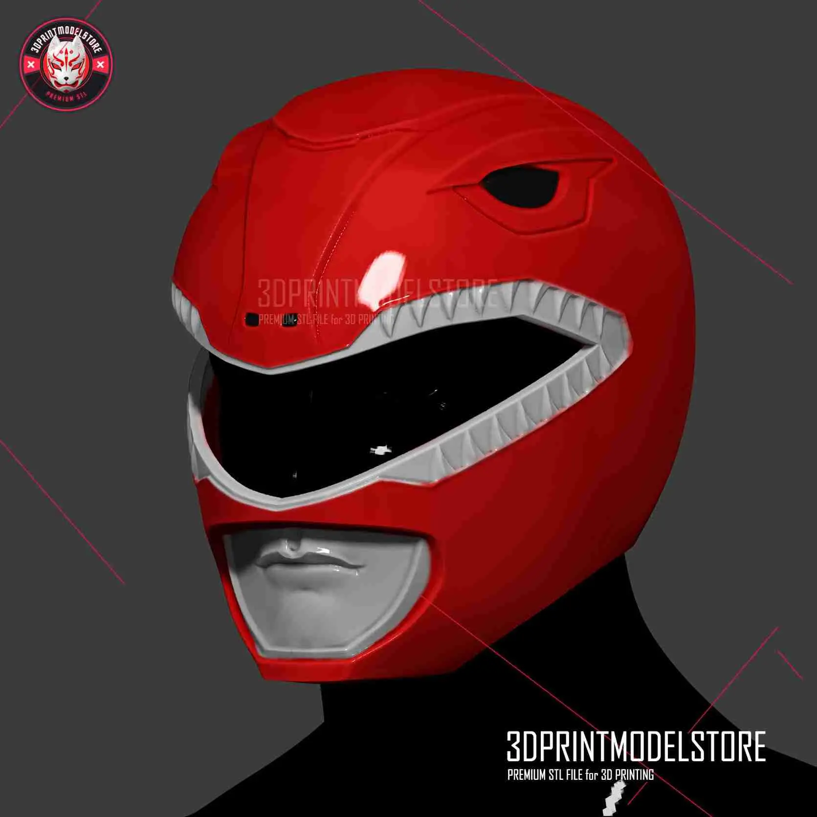 Mighty Morphin Power Ranger Cosplay Helmet - Red Ranger