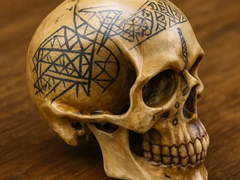 Skull with norse runes