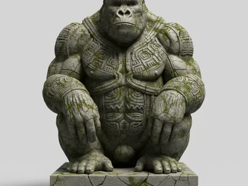Ancient Stone Titan Ape – Temple Guardian Relic Diorama