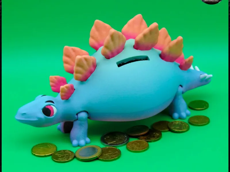 Stegosaurus Piggy Bank - separated parts