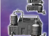 Futuristic western water storage building with pipes and tan-3