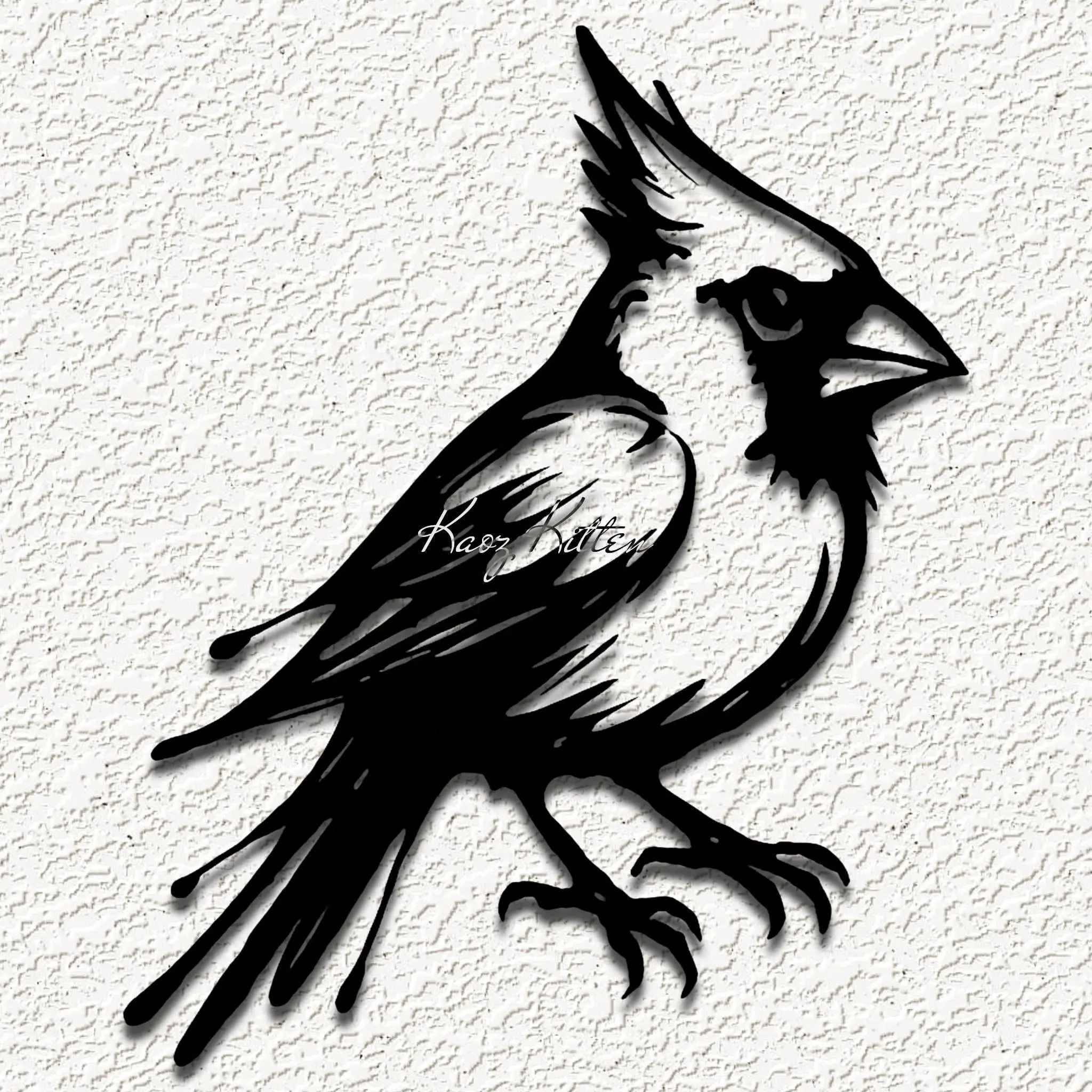 Other STL Download - ink cardinal bird wall art home decorby Kaoz Kitten