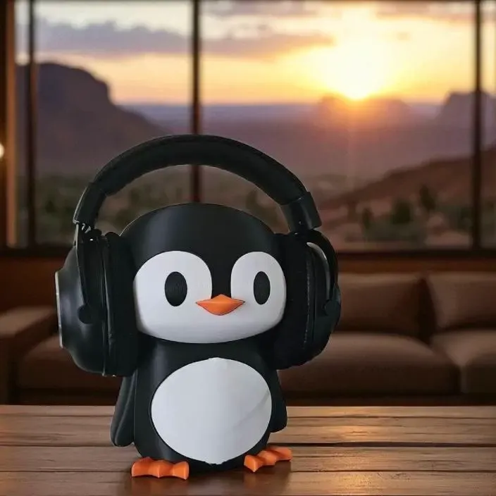 Headphone Stand - Cute Penguin