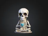 Skeleton with coffee cup-1