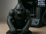 Angry Gorilla Statue STL | Roaring Gorilla Figurine | Single-0
