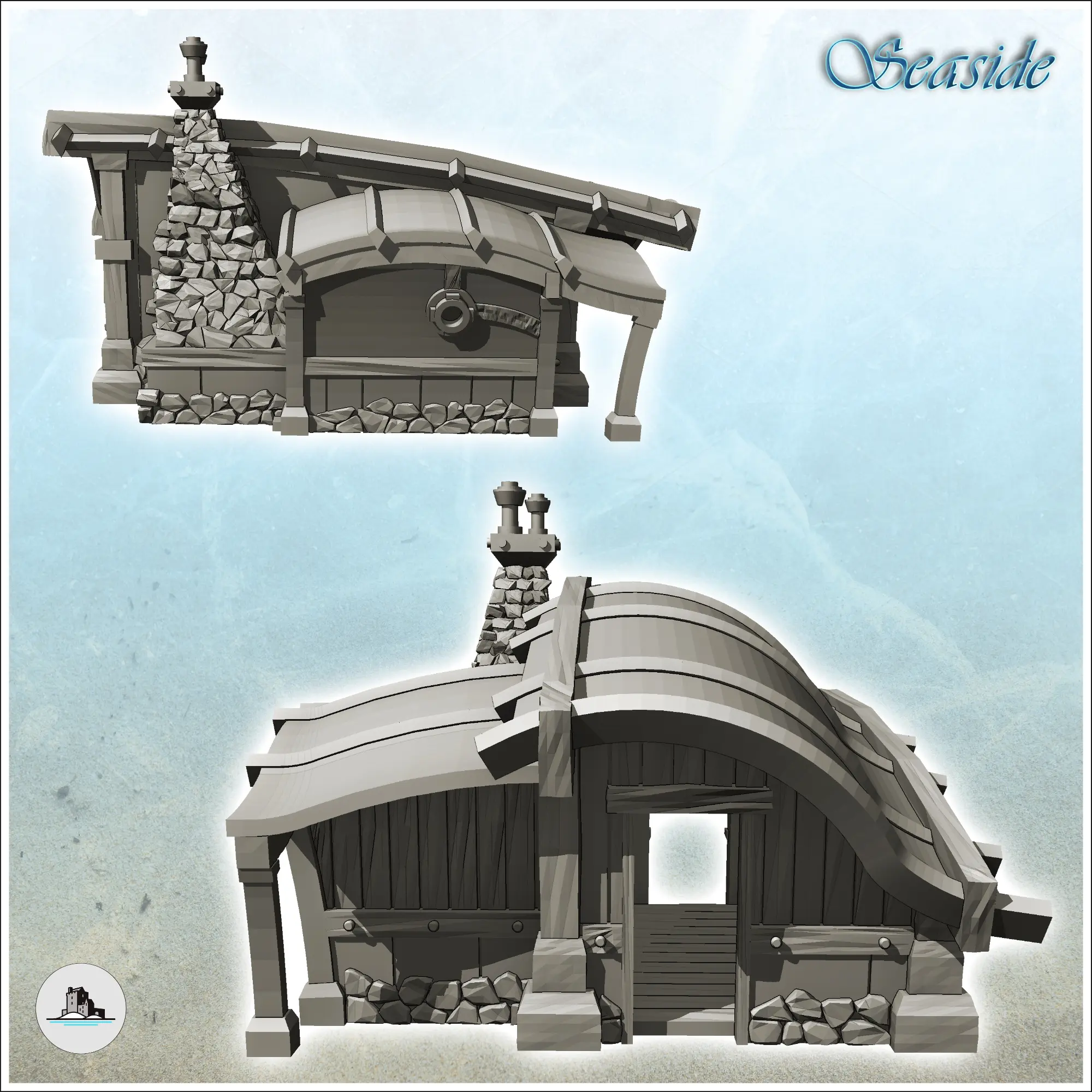 Medieval forge with stone fireplace and annex (1) - miniatur