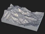 Detailed Mountain River Valley Terrain Tile – 3D Printable-5