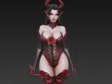 sexy demon with patterned clothes with roses-5
