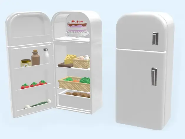 Fridge with doors that open and fridge props