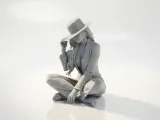 Sat Lady With Hat Figurine Female Figure 3D Printable-3