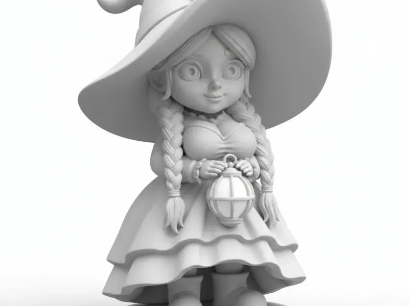 Enchanted Little Witch – Cute Lantern Fantasy Figurine