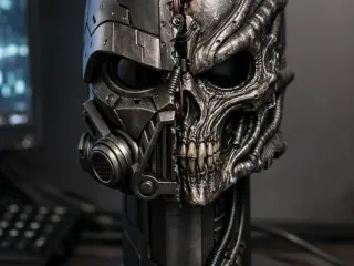 cyborg gas mask mix headphone stand 