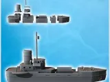 Modern cargo ship with open hold, observation mast, and life-1