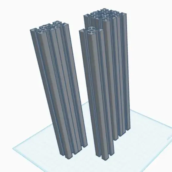 20X20 profile rods, 200 cm tall, cut/drill/glue to size