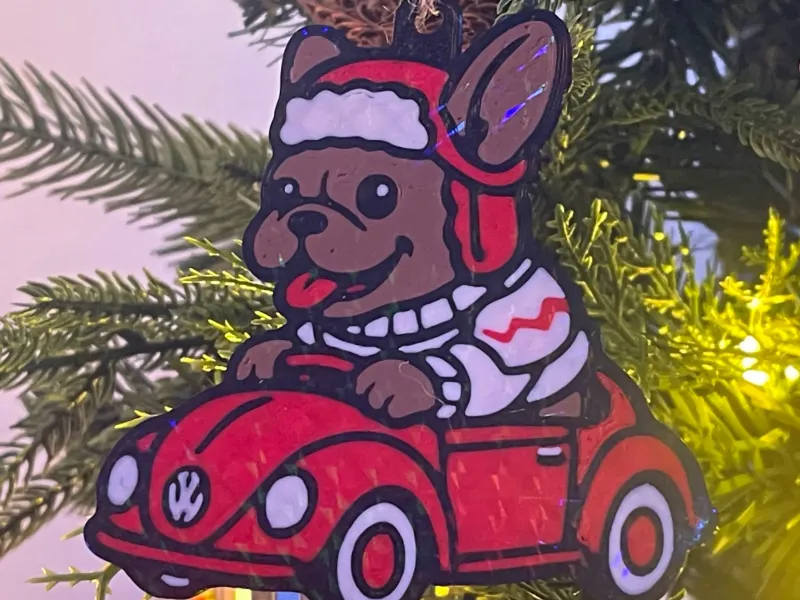 FRENCHIE ON BOARD ORNAMENT