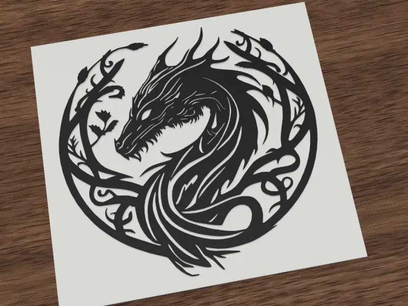 Tribal Dragon Fantasy Tattoo Circle
