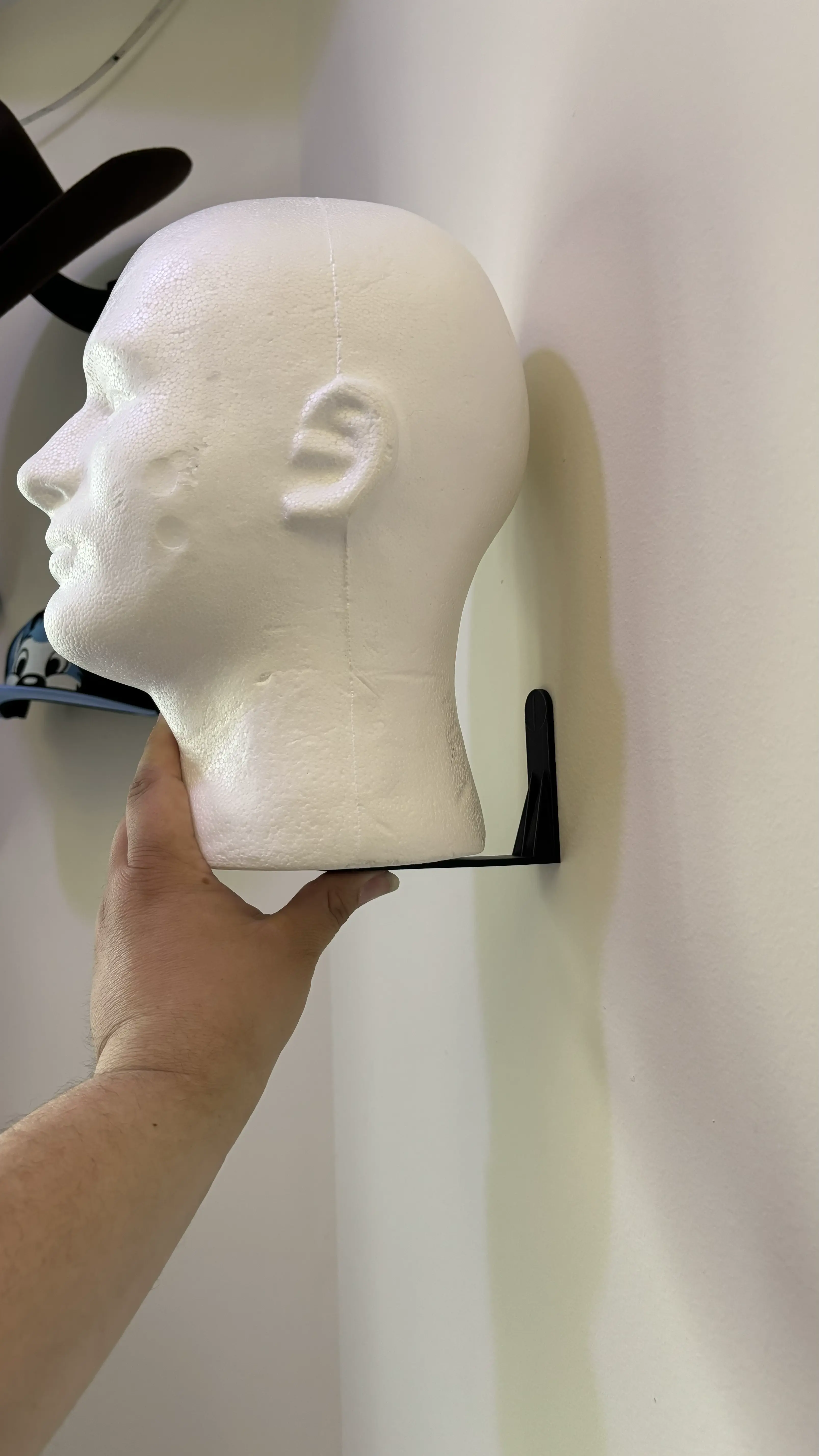 Foam mannequin head wall mount for display