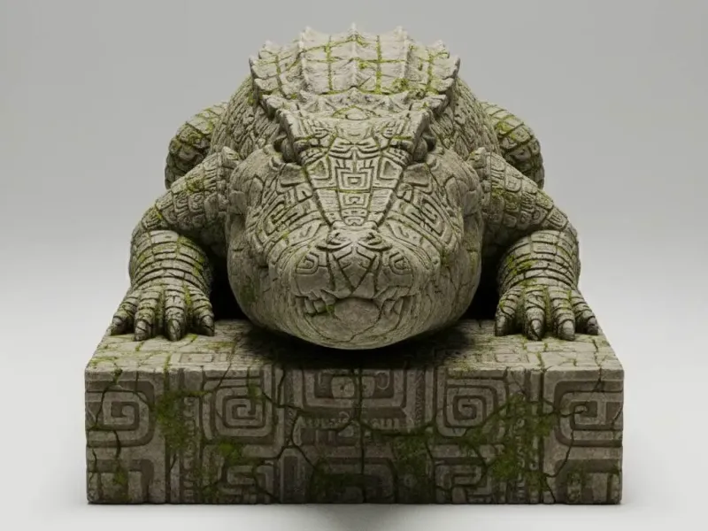 Ancient Stone Crocodile – Temple Guardian Relic Diorama