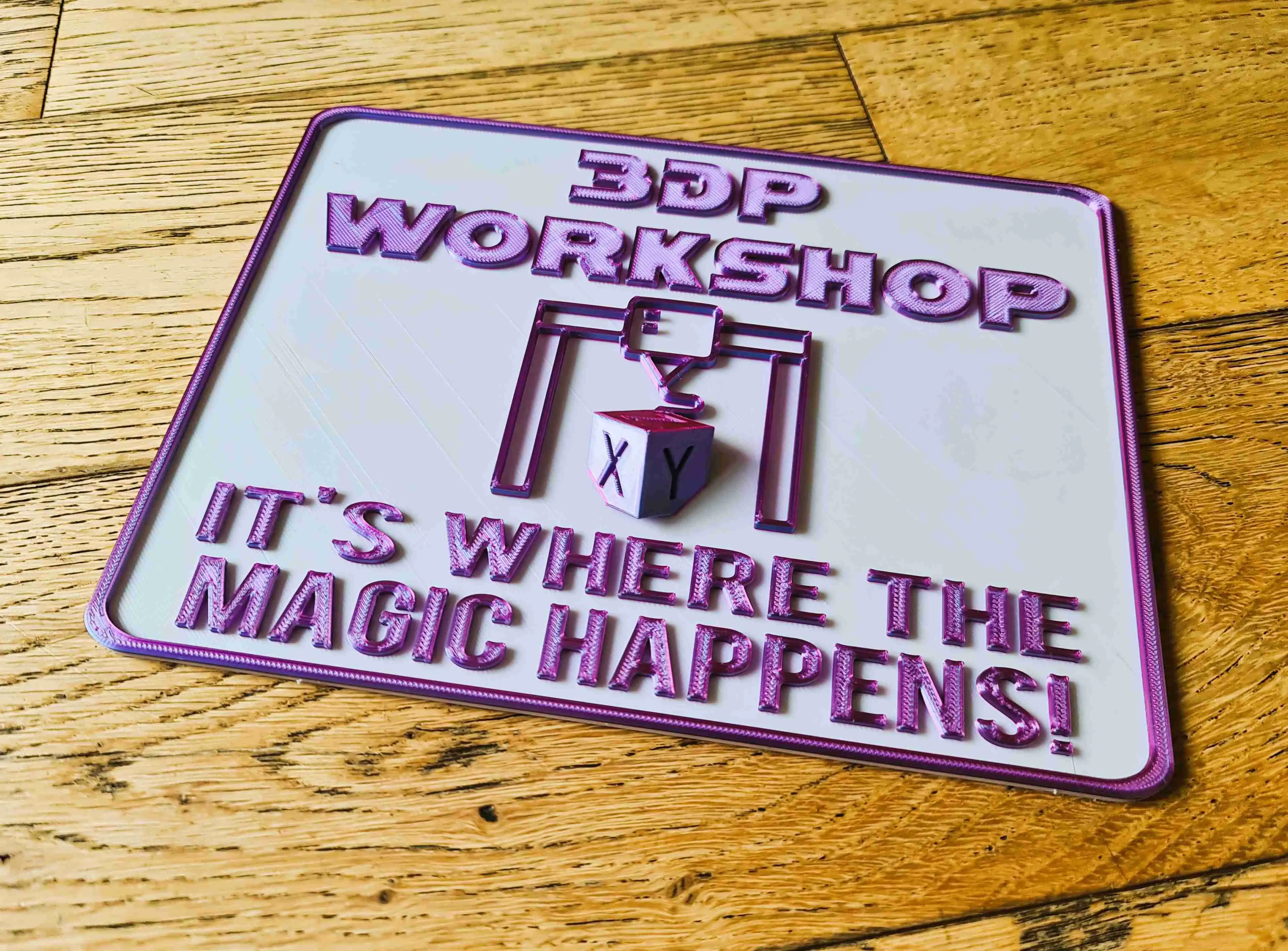 3D Printing 3DP Workshop Studio Sign with Calibration Cube