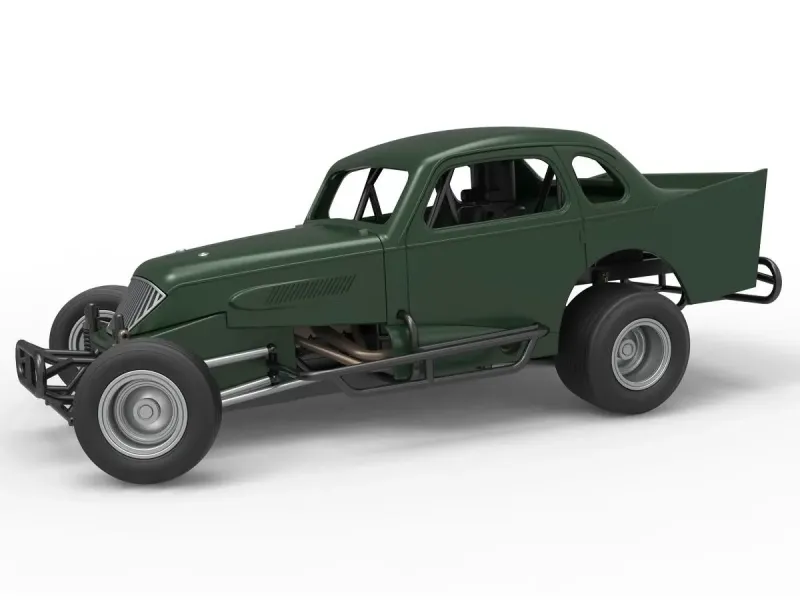 Vintage Dirt Modified stock car while turning Scale 1:25
