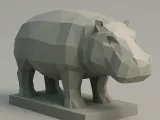 LowPoly Nilpferd-2