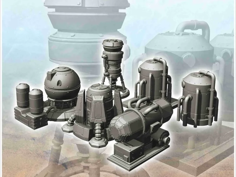 Set de șase mașini industriale futuriste (7) - miniaturi f