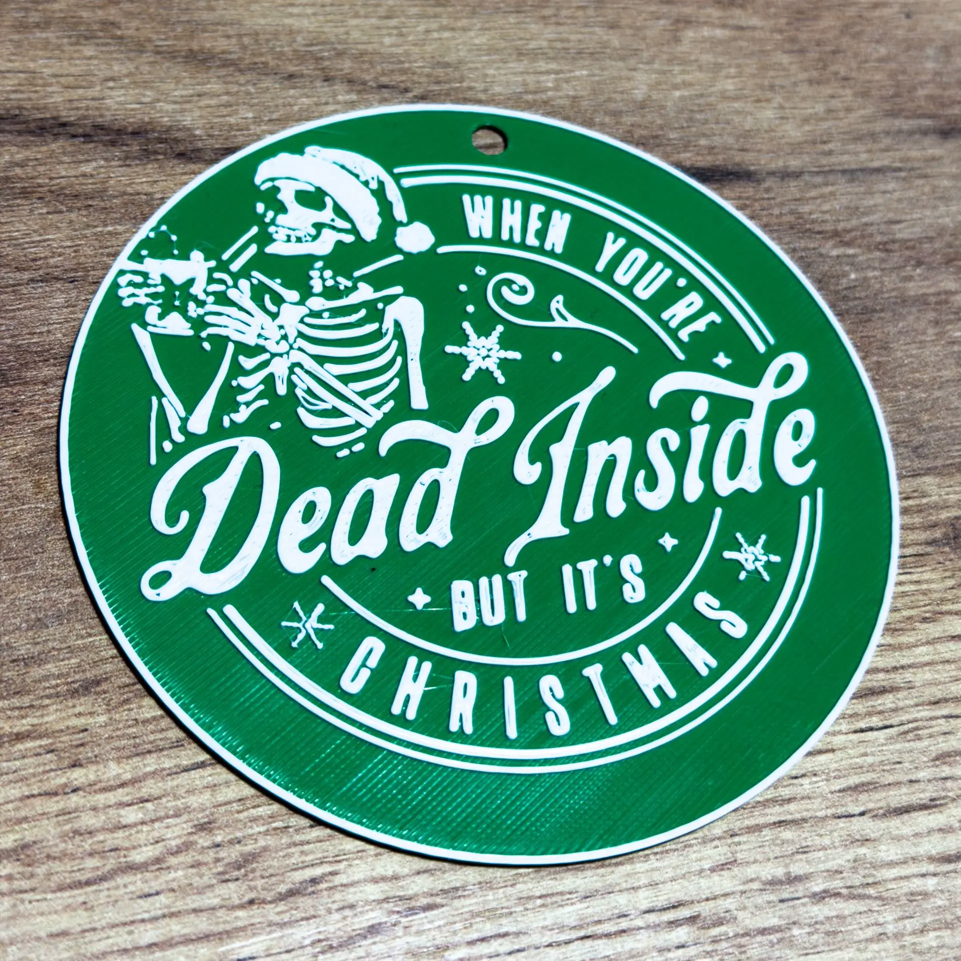 "Dead Inside" Christmas Ornament – Dark Humor