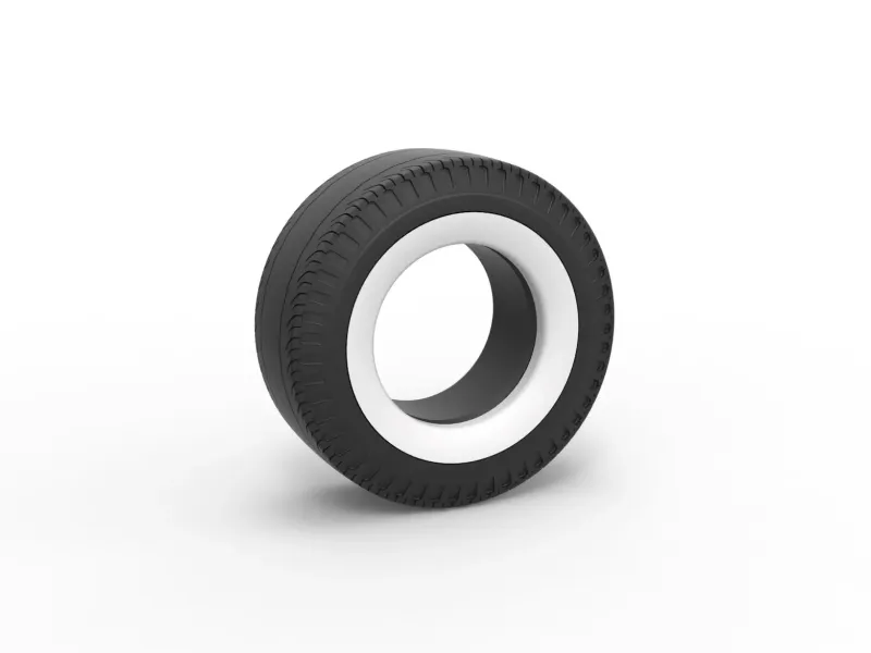 Whitewall rear tire of vintage dragster V2 Scale 1:25