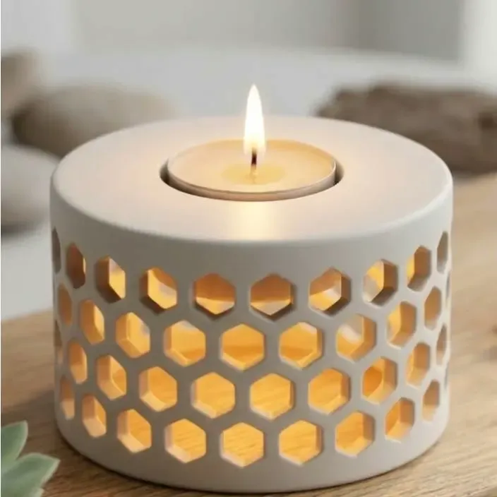 Soporte moderno de panal para vela tealight votiva - Diseño CAD sencillo