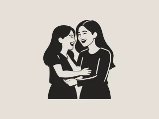 Mother & Child Laughter - 3D Print Wall Art
