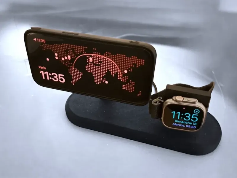 Phone and watch holder with charger, support téléphone