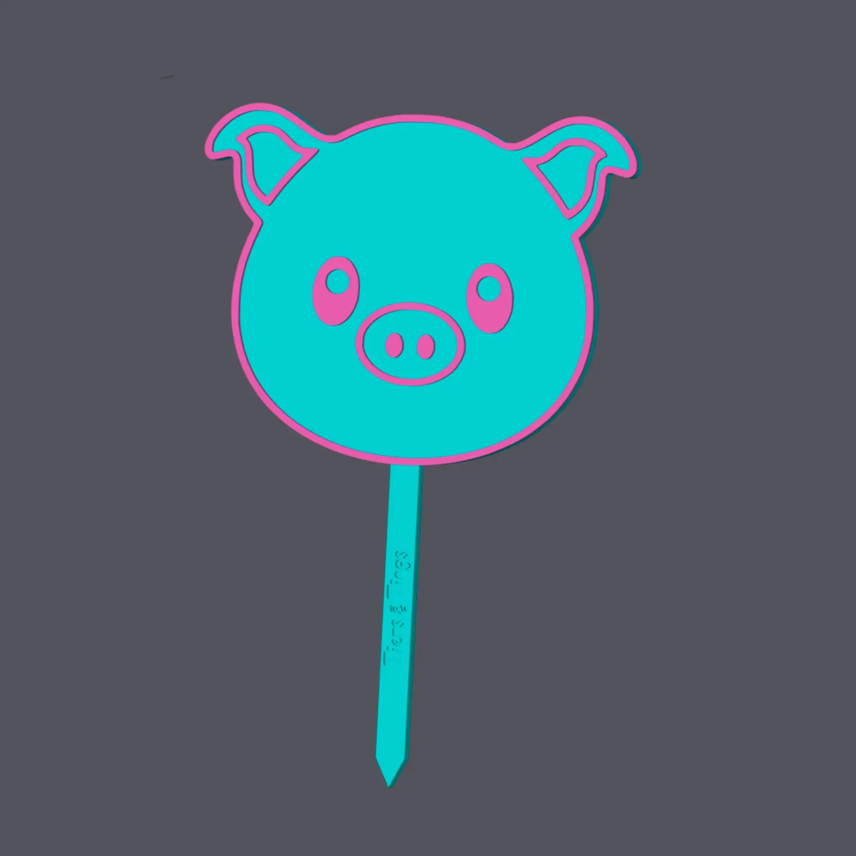 Pig Head - Farm Animals - Caketopper v1