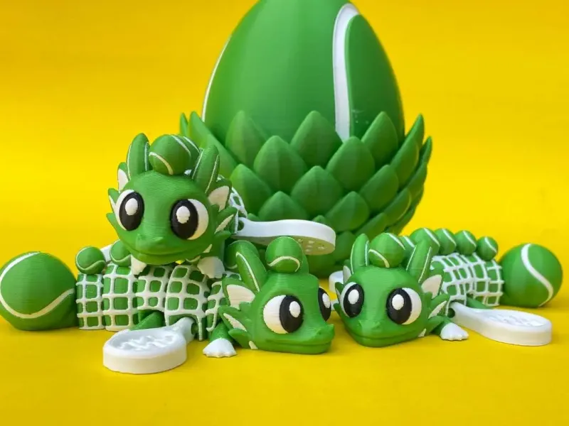 Flexi Tennis Dragon And Egg Box, Articulated Winged Dragon
