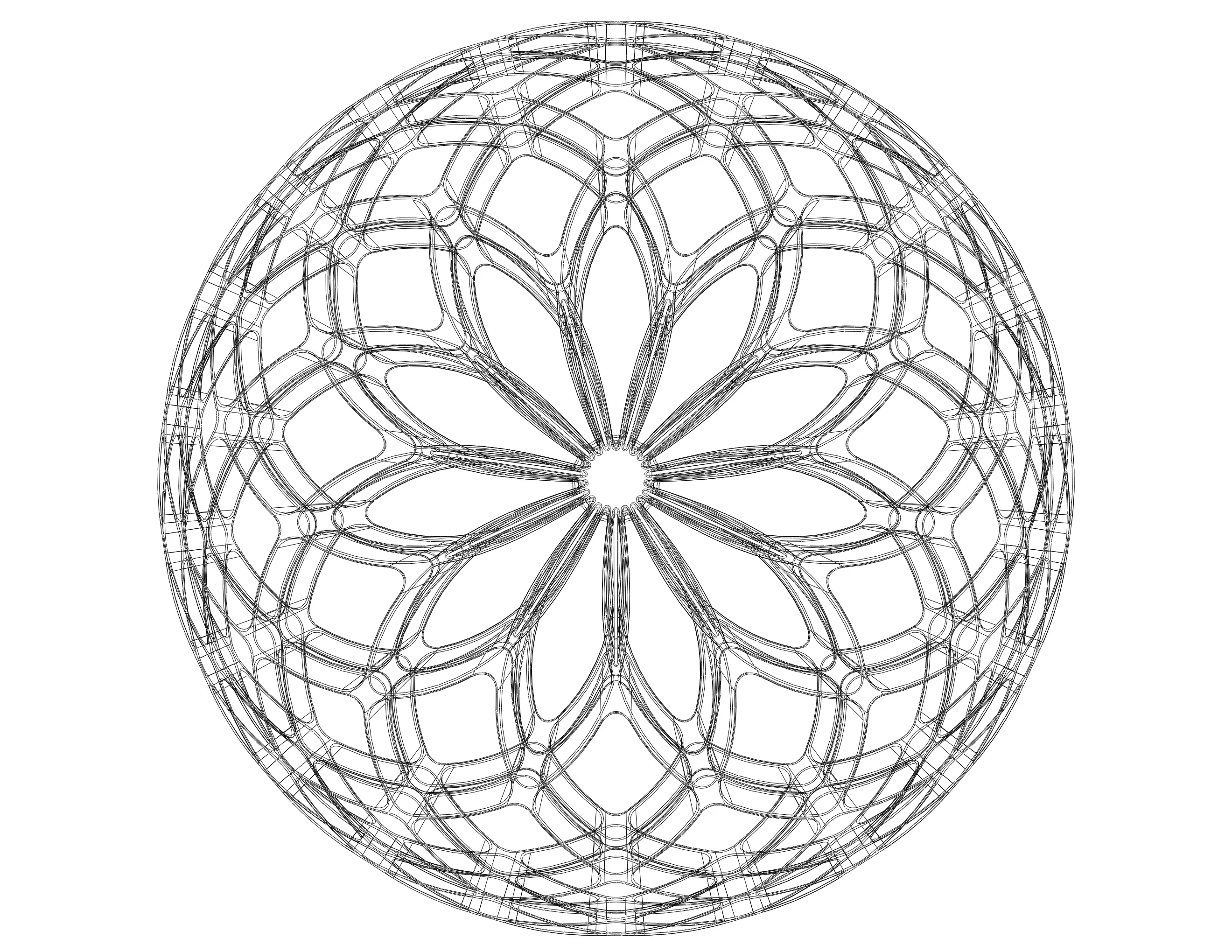 Wireframe Shape Geo Complex Twisted Sphere