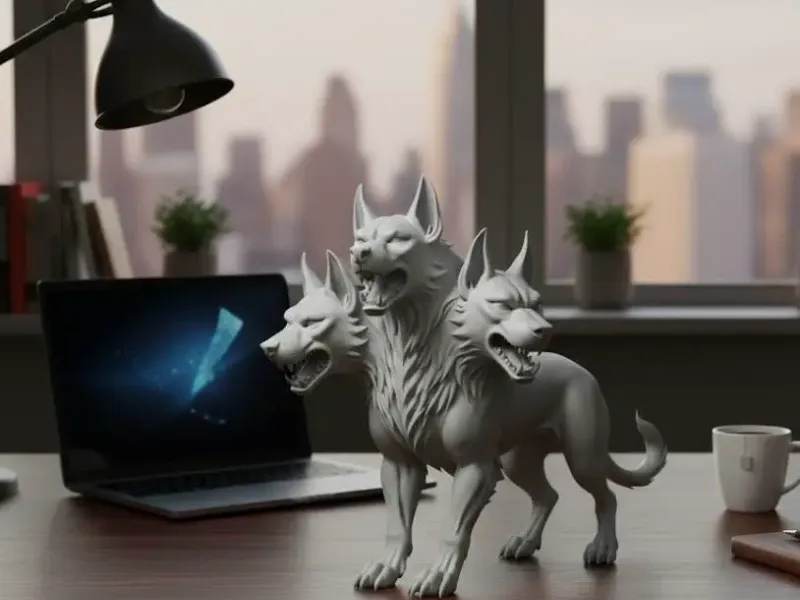 Cerberus, the three-headed dog guarding the gates of hell