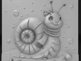 snail with Christmas balls 2