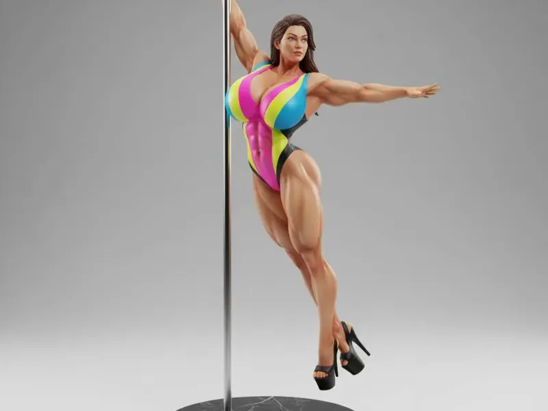 Neon Power – Rainbow Athletic Pole Dancer Figurine
