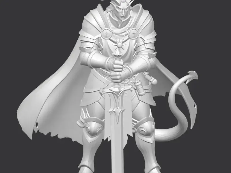 Tiefling warrior long sword D&D miniature