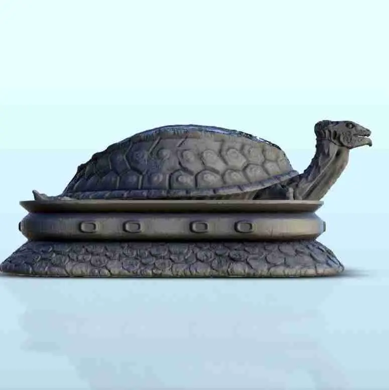 Statue einer Schildkröte auf geschnitztem Sockel 5 - Japan China Korea Vietna