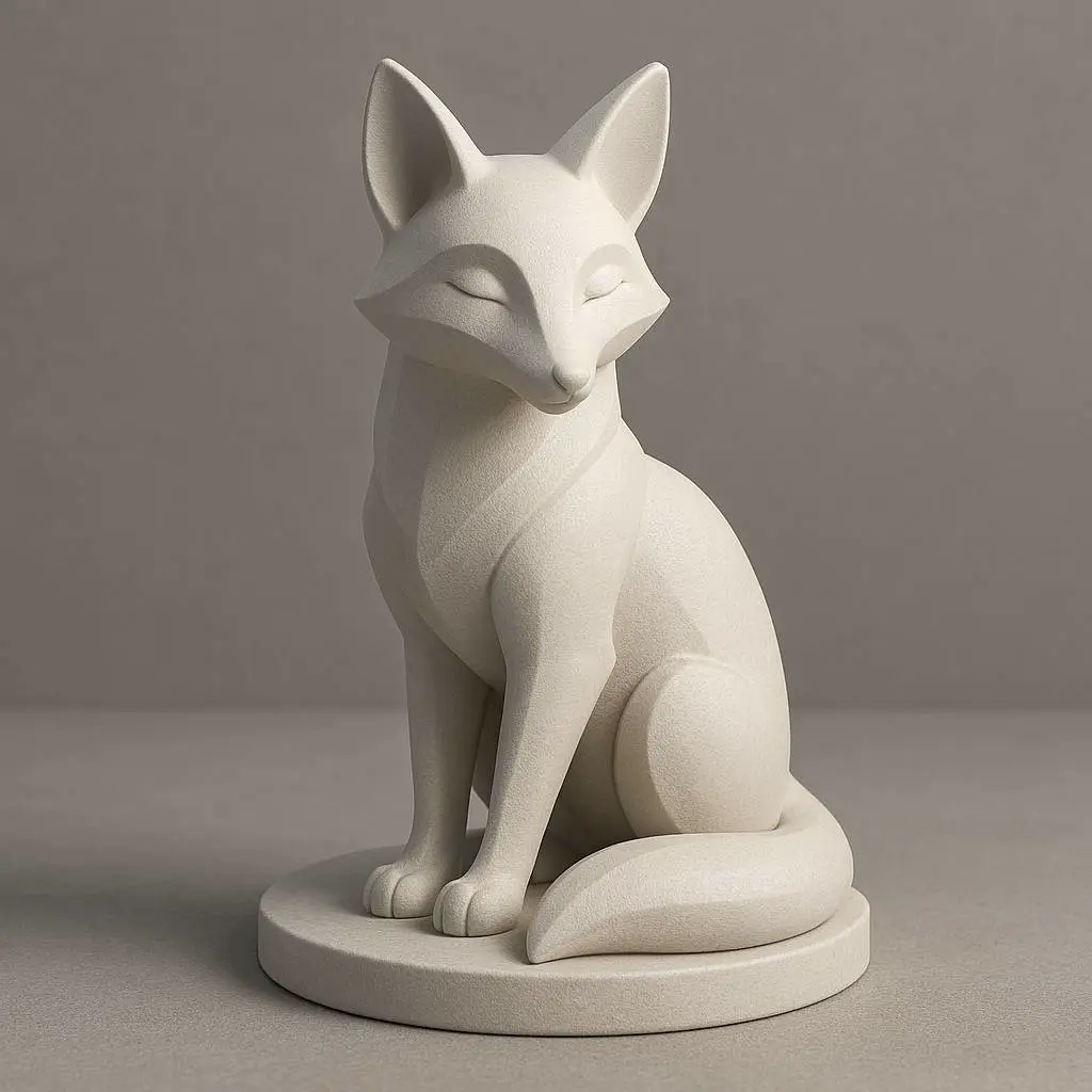 Minimalist Fox Sculpture stand AI