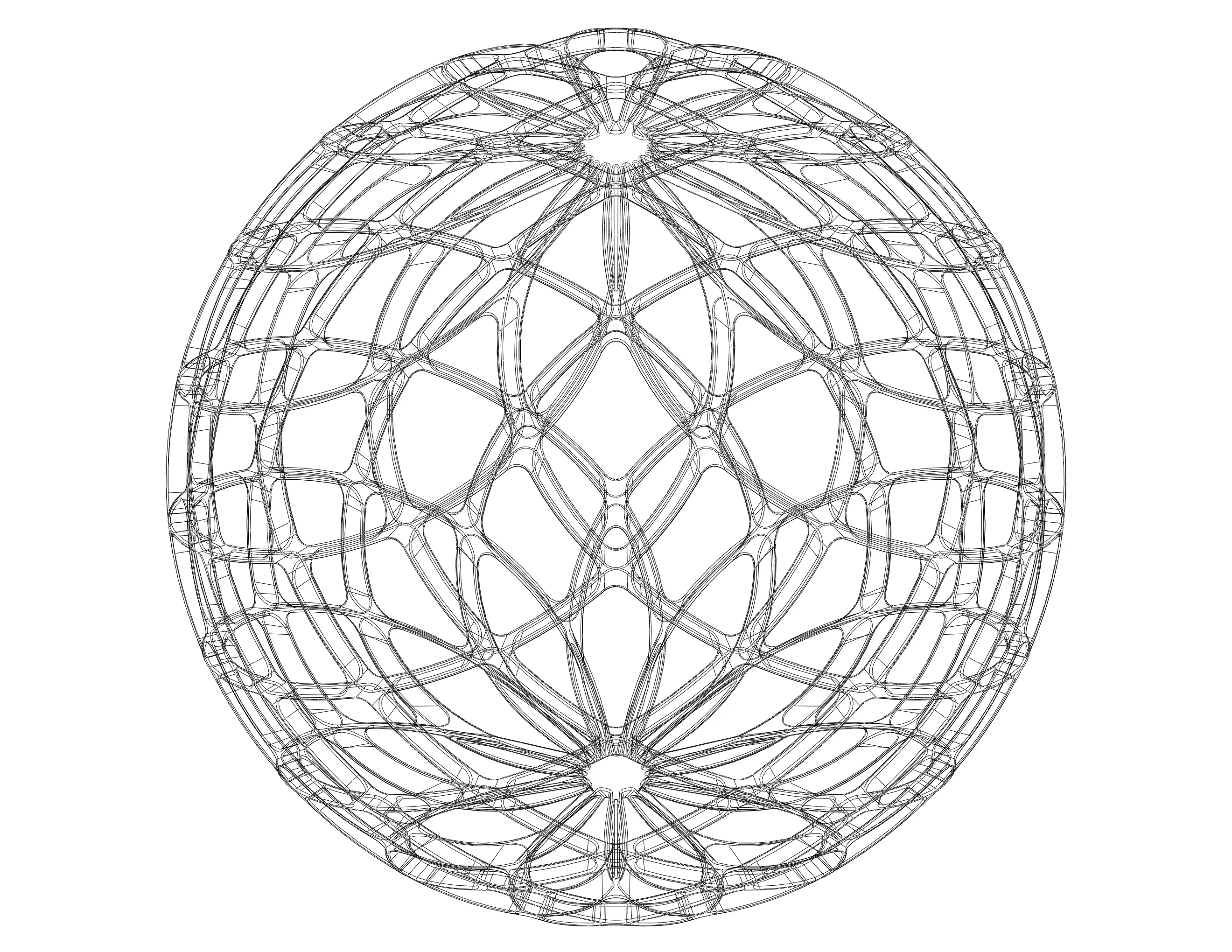 Wireframe Shape Geo Complex Twisted Sphere