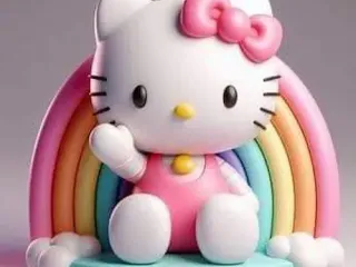 Kitty with a rainbow
