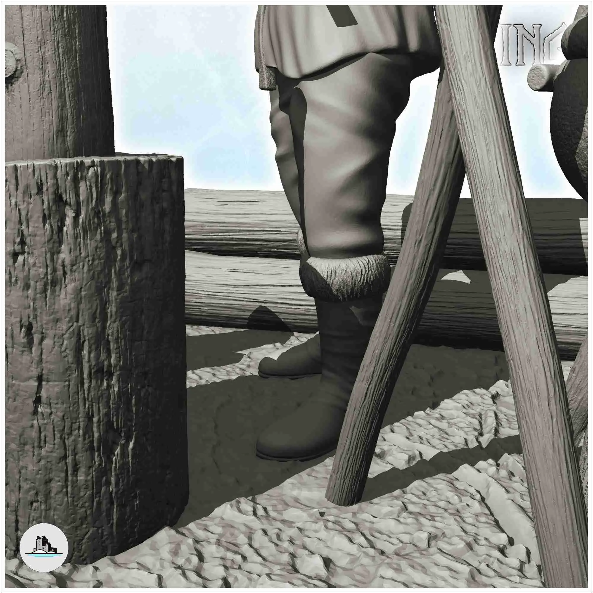 Medieval lumberjack with axe and stew (13) - scenery medieva