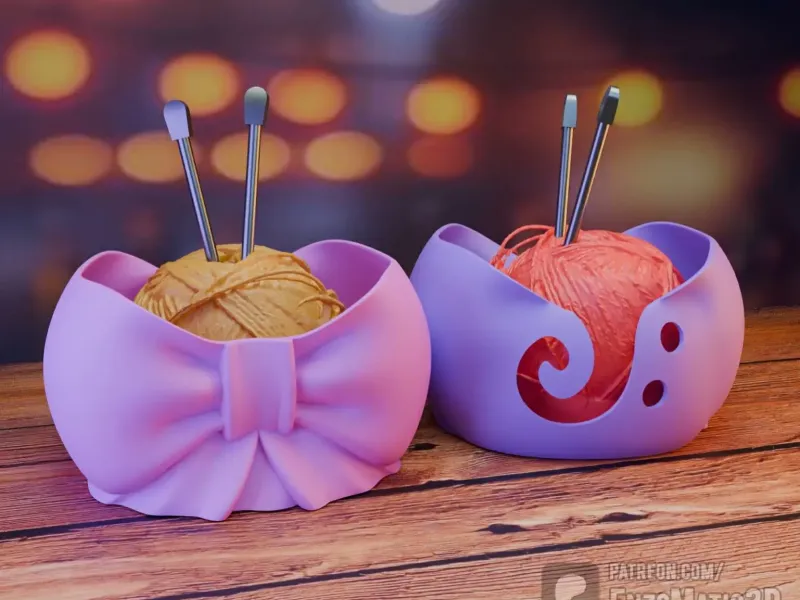 crochet yarn bowl shaped like a bow - STL