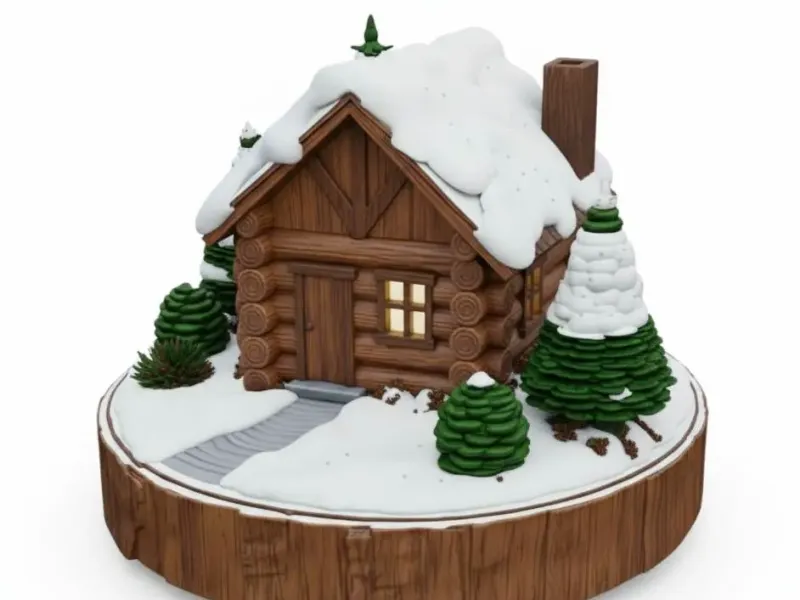 Diorama Log Cabin de Inverno - Decoração  Natal