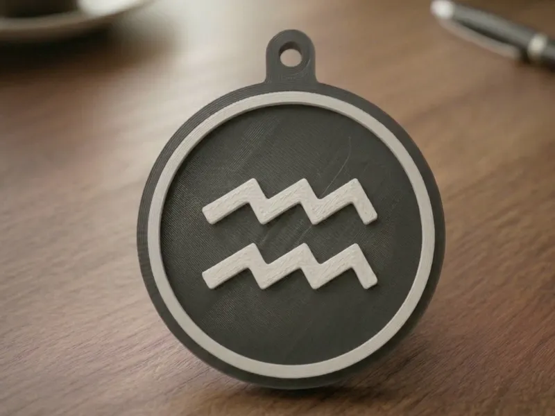 Minimalist Zodiac Keychain – Acuario – 3D Printed Gift