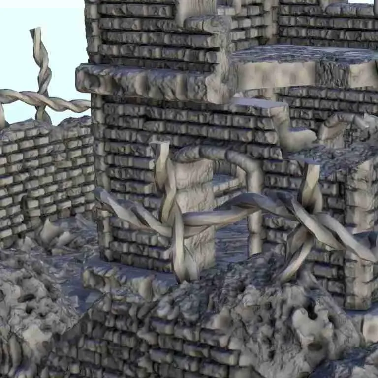 Brick tower in ruins 11 - miniatures scenery modern games