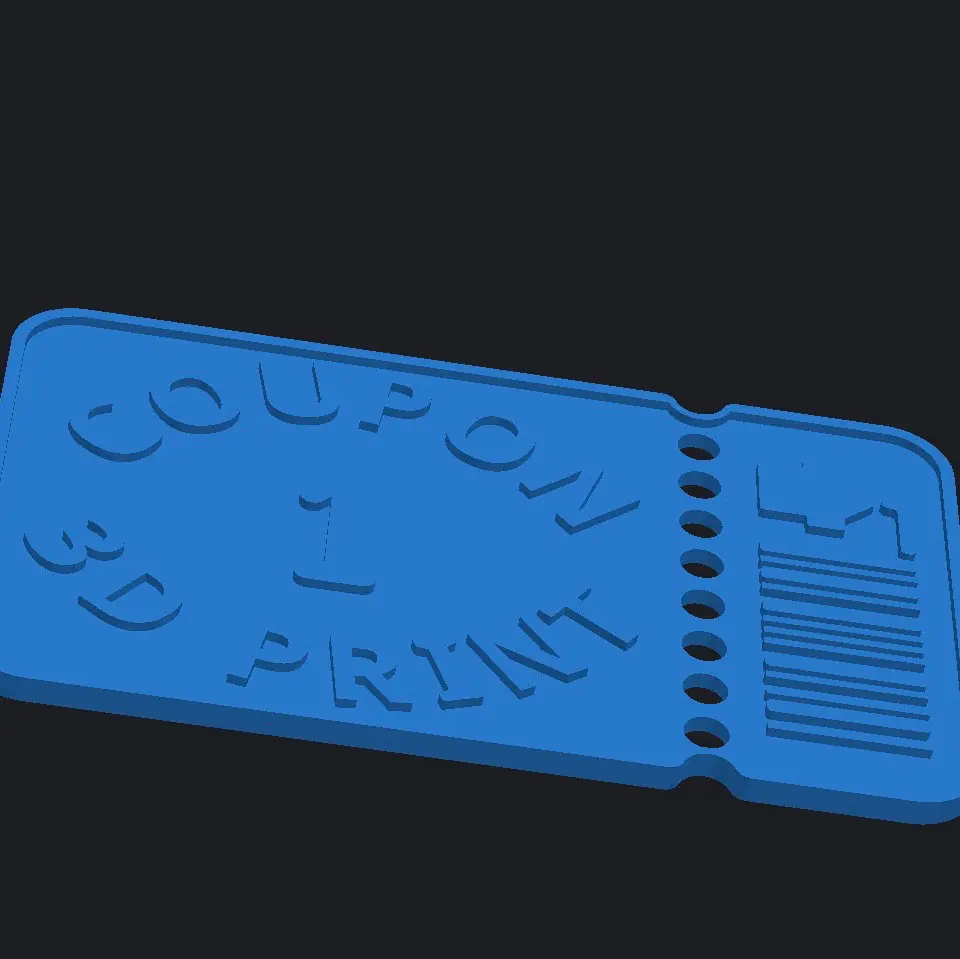 One free, 3-D print coupon
