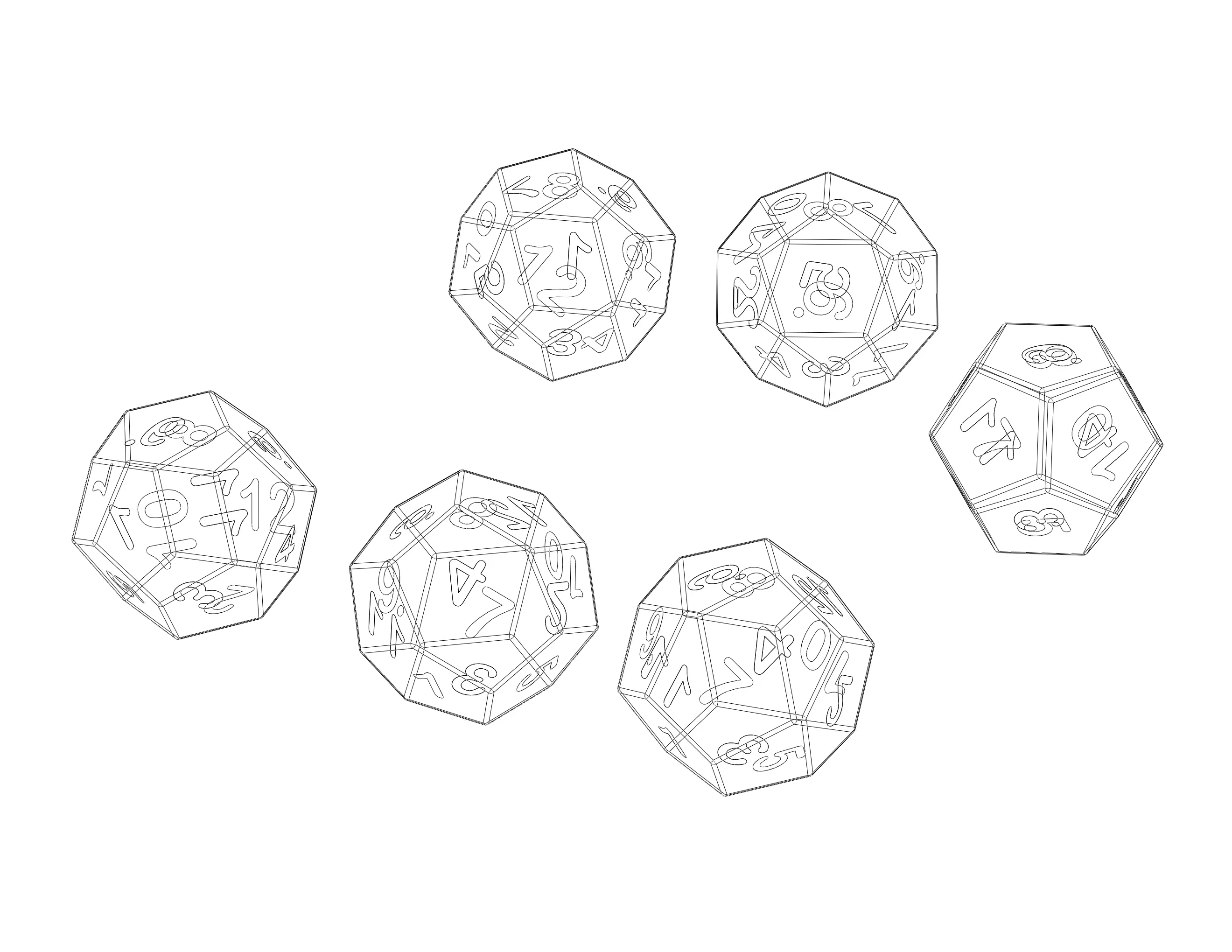 12 Sided Game Dice 6 Colors